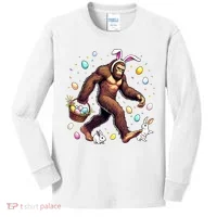 Bigfoot Easter Day Funny Sasquatch Cute Bunny Easter Eggs  Kids Long Sleeve Shirt thumb 0