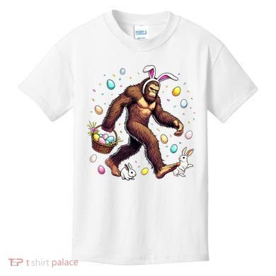 Bigfoot Easter Day Funny Sasquatch Cute Bunny Easter Eggs  Kids T-Shirt