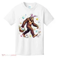 Bigfoot Easter Day Funny Sasquatch Cute Bunny Easter Eggs  Kids T-Shirt thumb 0