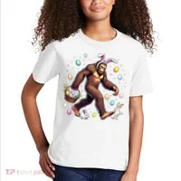 Bigfoot Easter Day Funny Sasquatch Cute Bunny Easter Eggs  Kids T-Shirt thumb 2
