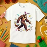 Bigfoot Easter Day Funny Sasquatch Cute Bunny Easter Eggs  Kids T-Shirt thumb 3