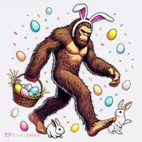 Bigfoot Easter Day Funny Sasquatch Cute Bunny Easter Eggs  Kids T-Shirt thumb 4