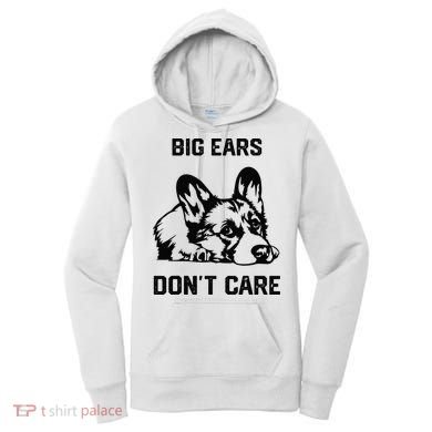big ears don't care Corgi funny dog lover Women's Hoodie