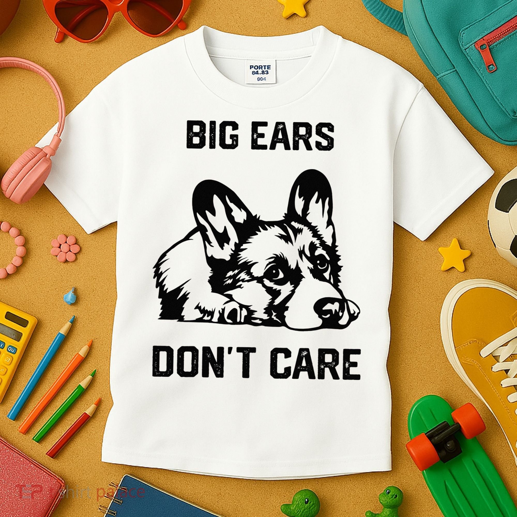 big ears don't care Corgi funny dog lover Kids T-Shirt