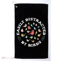 Birdwatching Easily Distracted By Birds Lover Ornithologist Cool Gift Golf Towel thumb 0