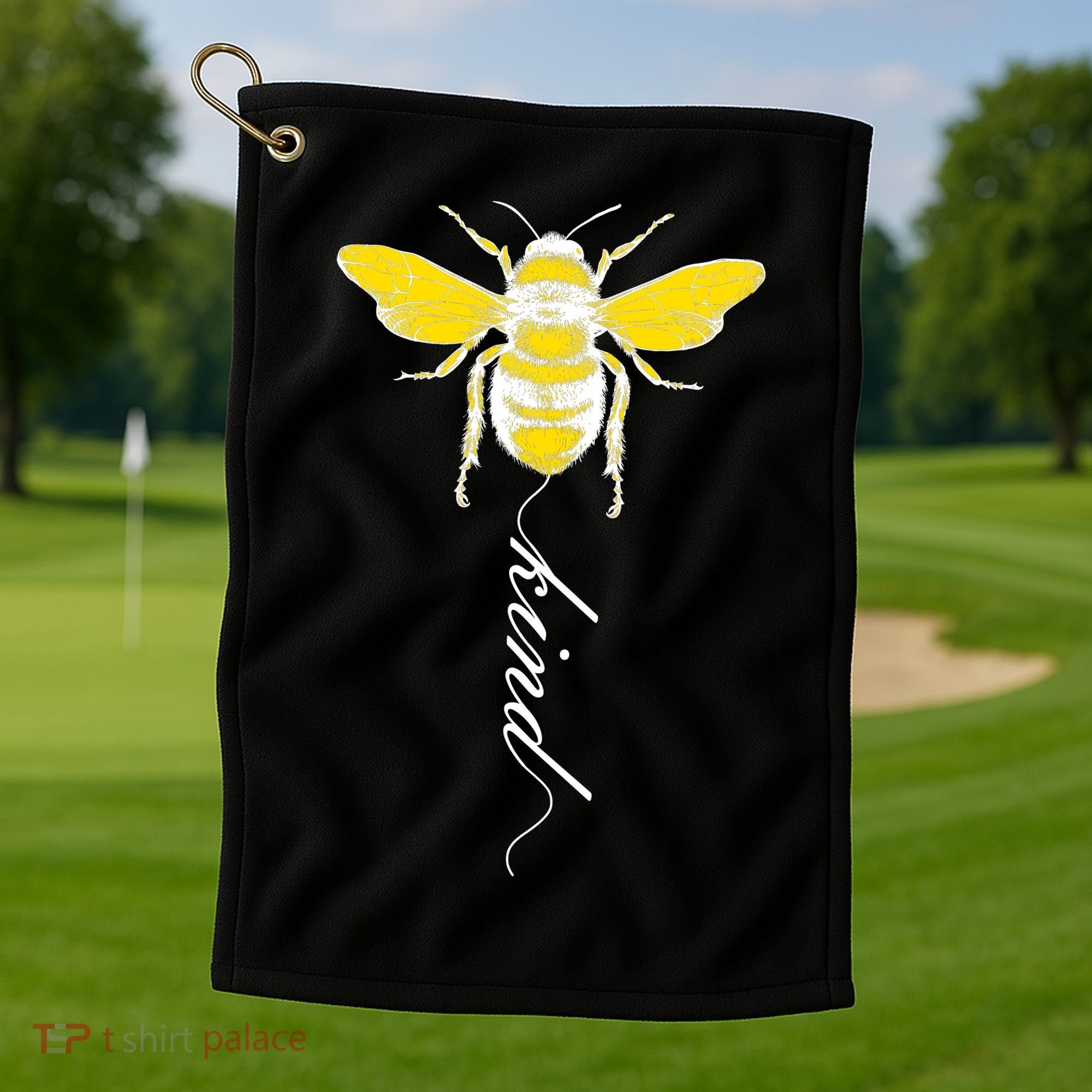 Bee Kind Bumblebee Script Golf Towel