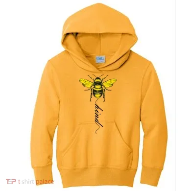 Bee Kind Bumblebee Script Kids Hoodie
