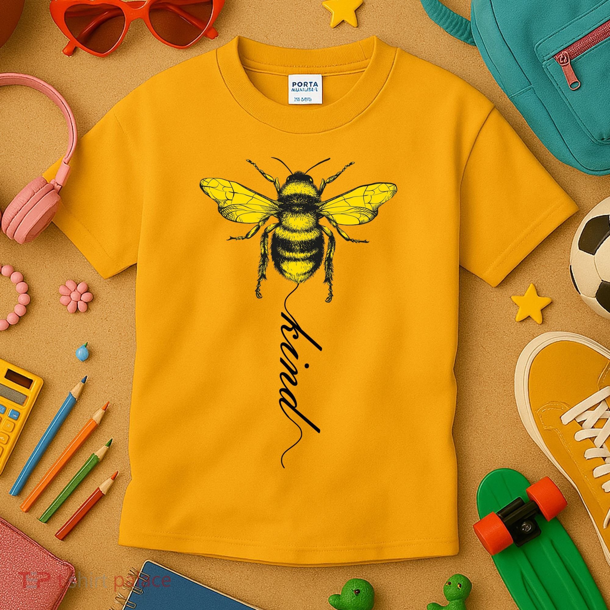 Bee Kind Bumblebee Script Kids T-Shirt