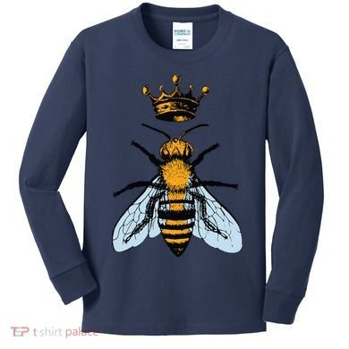 Bee King Crown Kids Long Sleeve Shirt