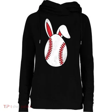 Baseball Easter Egg Womens Funnel Neck Pullover Hood