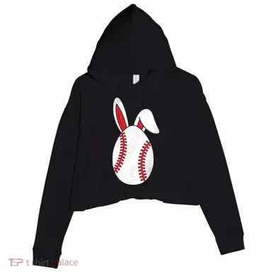 Baseball Easter Egg Crop Fleece Hoodie