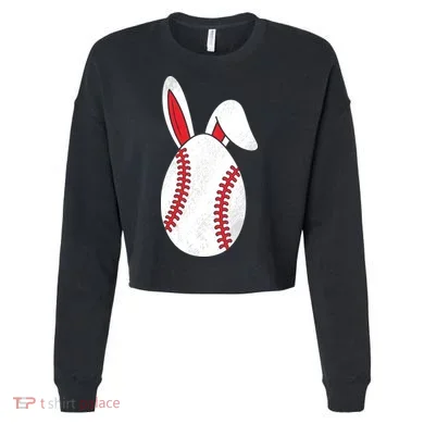 Baseball Easter Egg Cropped Pullover Crew