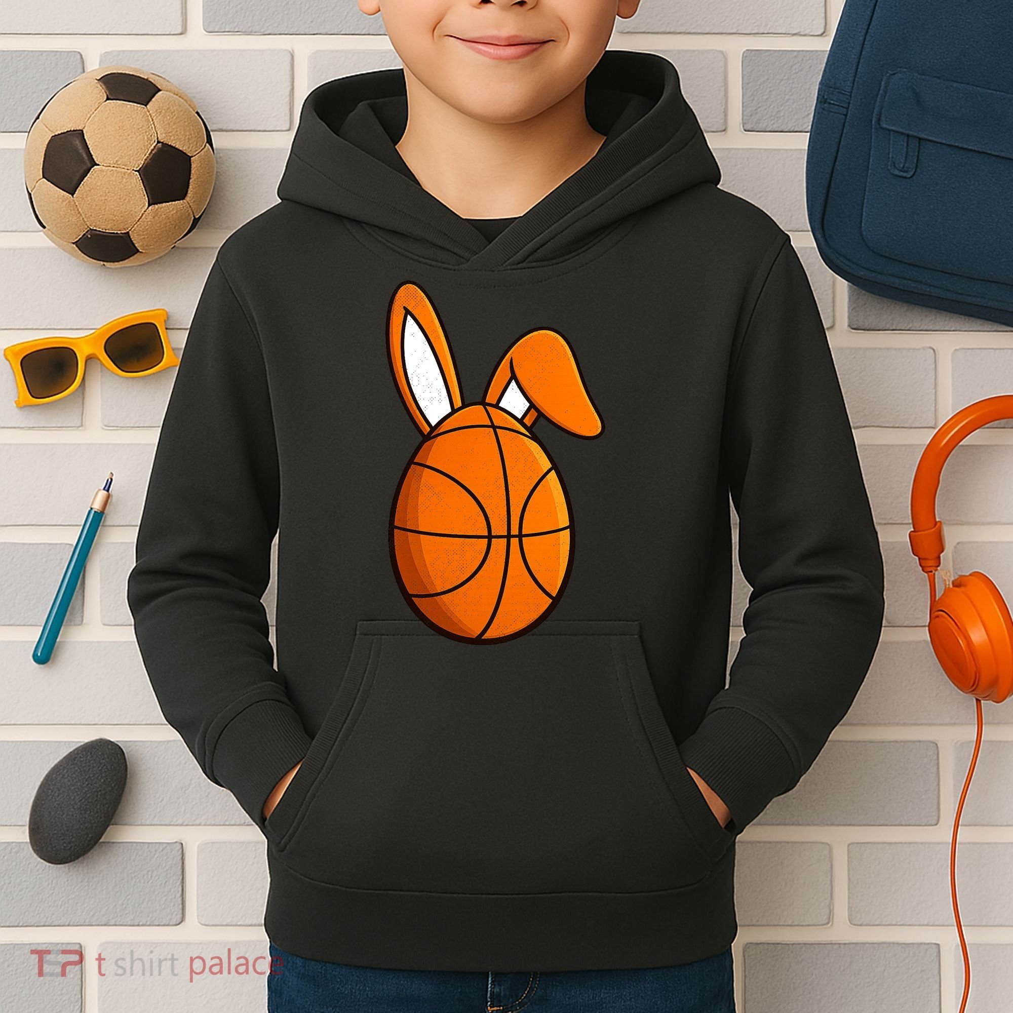 Basketball Easter Egg Kids Hoodie