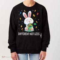Bunny Easter Eggs Piece Autistic Different Not Less Women's Sweatshirt thumb 0