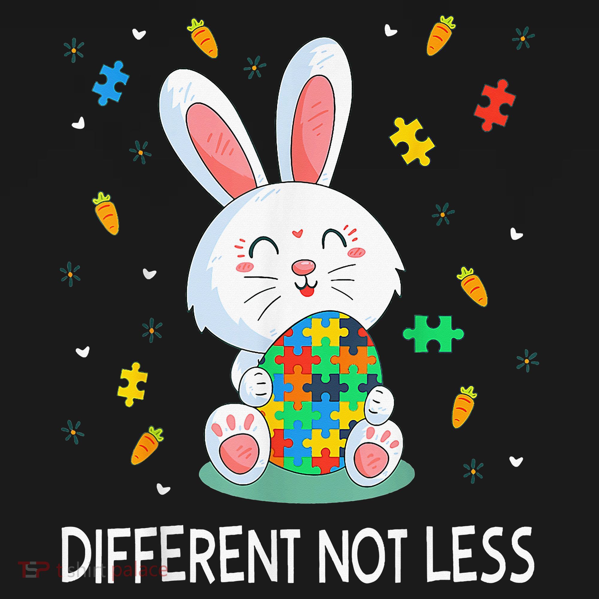 Bunny Easter Eggs Piece Autistic Different Not Less USA-Made Doggie Bandana