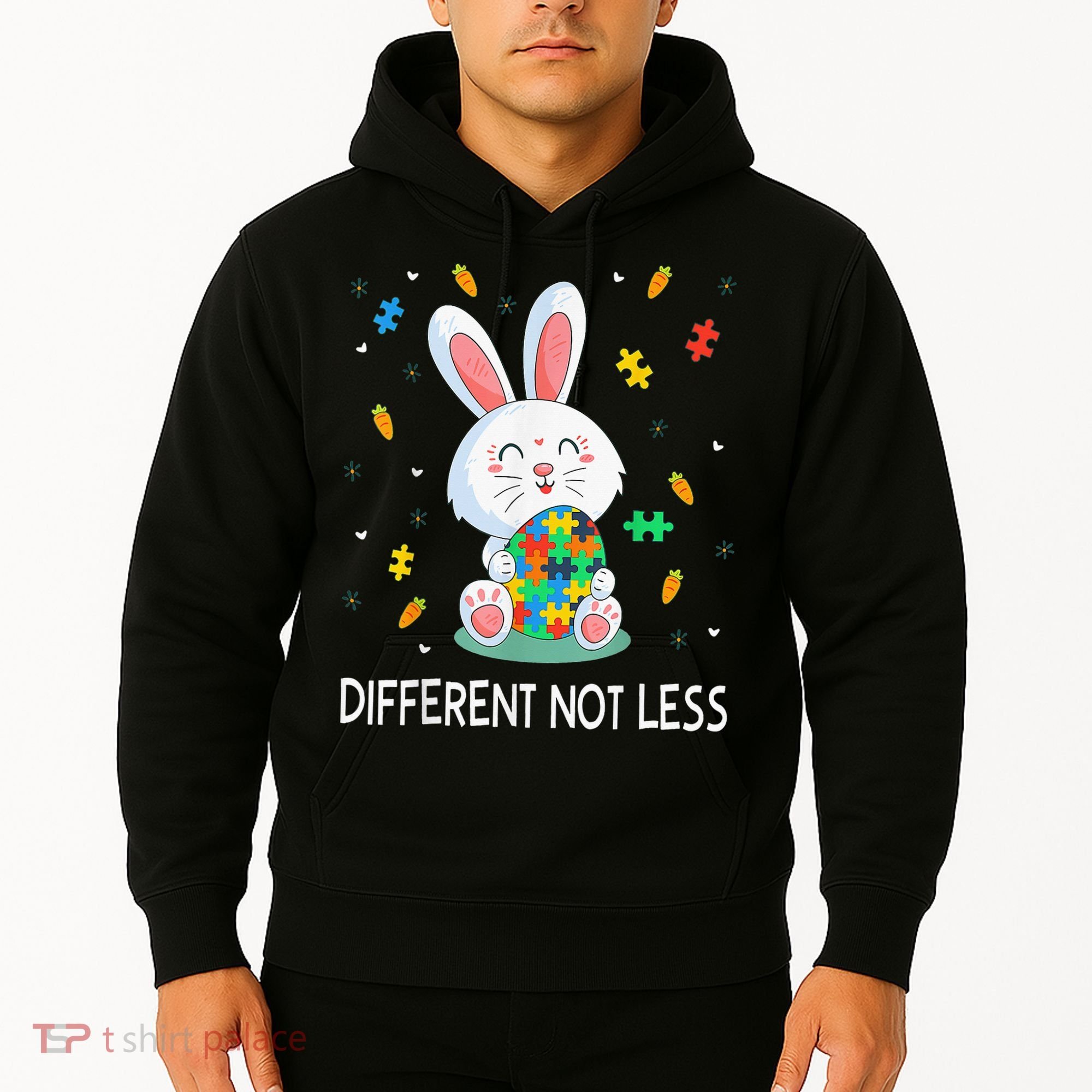 Bunny Easter Eggs Piece Autistic Different Not Less Hoodie