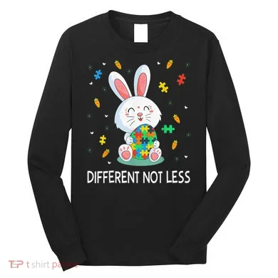 Bunny Easter Eggs Piece Autistic Different Not Less Long Sleeve Shirt