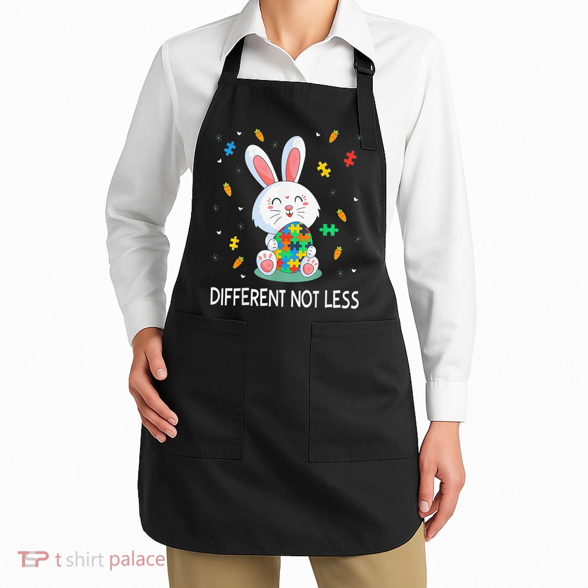 Bunny Easter Eggs Piece Autistic Different Not Less Apron