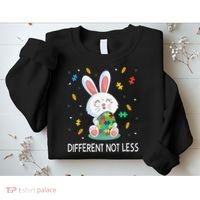Bunny Easter Eggs Piece Autistic Different Not Less Sweatshirt thumb 2