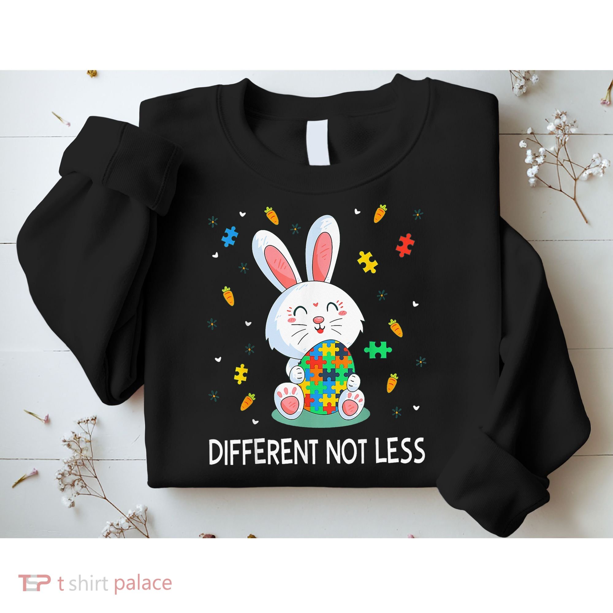 Bunny Easter Eggs Piece Autistic Different Not Less Sweatshirt