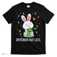 Bunny Easter Eggs Piece Autistic Different Not Less T-Shirt thumb 0