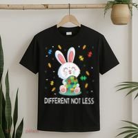 Bunny Easter Eggs Piece Autistic Different Not Less T-Shirt thumb 2