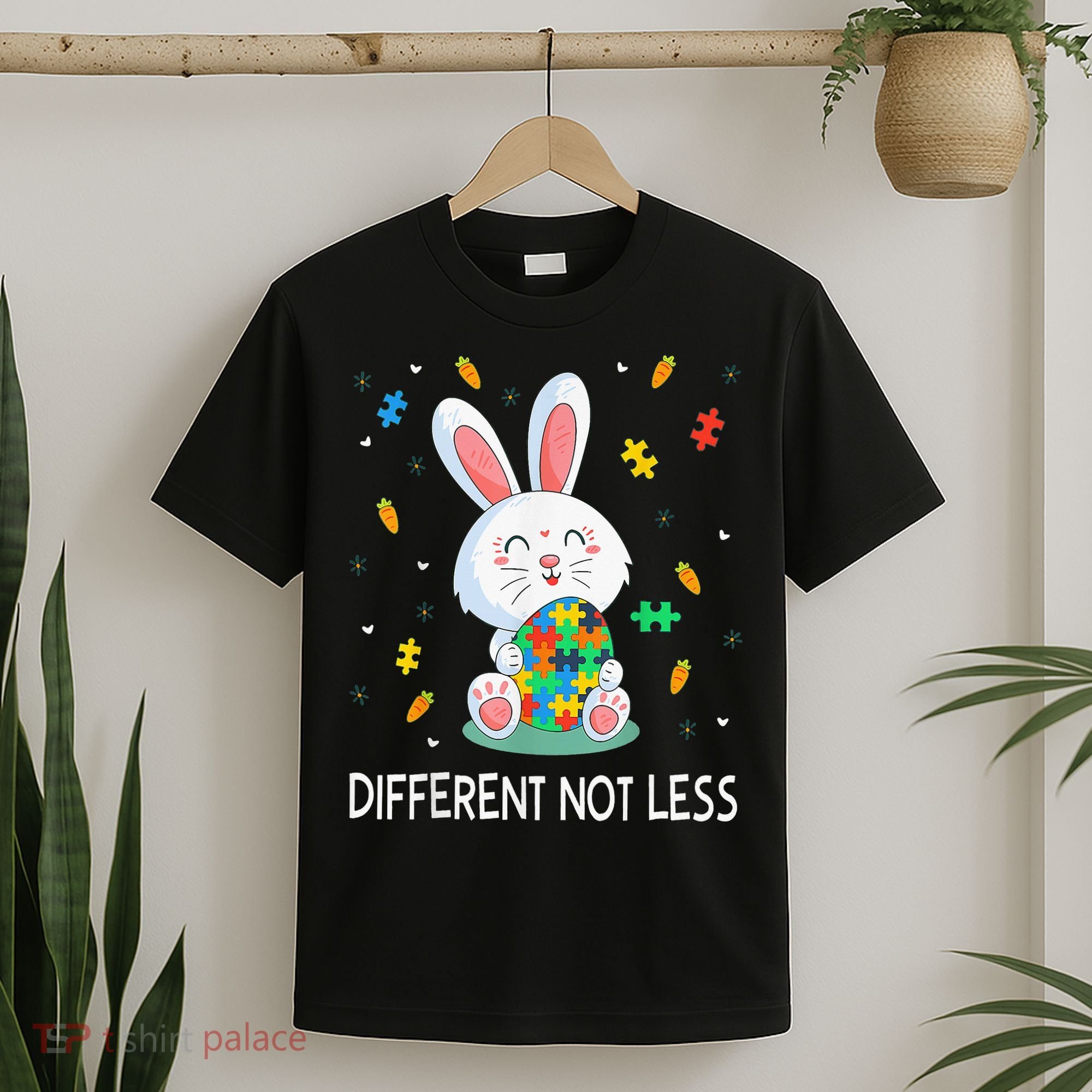 Bunny Easter Eggs Piece Autistic Different Not Less T-Shirt