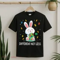 Bunny Easter Eggs Piece Autistic Different Not Less T-Shirt thumb 2