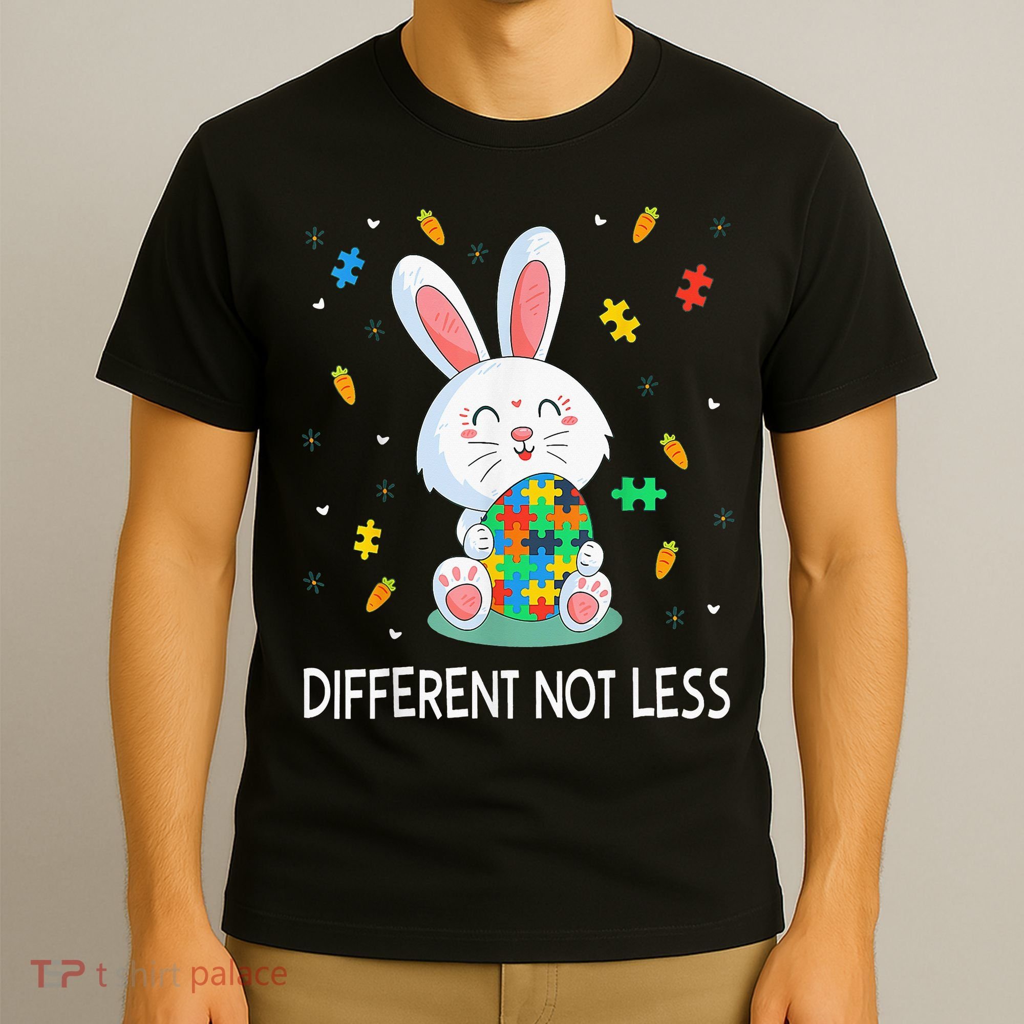 Bunny Easter Eggs Piece Autistic Different Not Less T-Shirt
