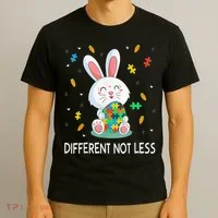 Bunny Easter Eggs Piece Autistic Different Not Less T-Shirt thumb 3