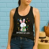 Bunny Easter Eggs Piece Autistic Different Not Less Women's Tank Top thumb 2