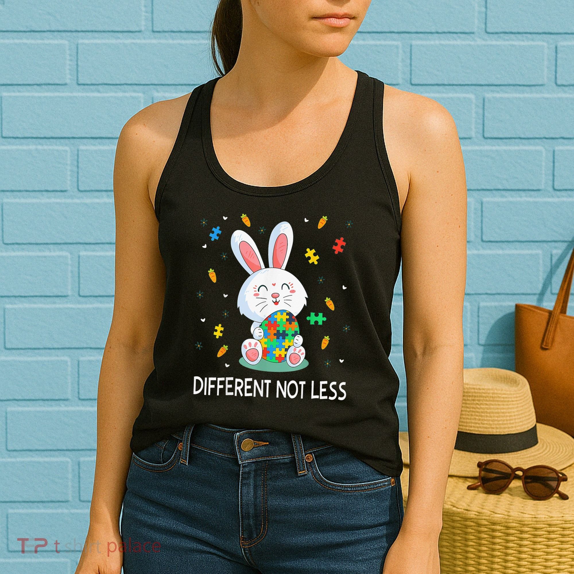 Bunny Easter Eggs Piece Autistic Different Not Less Women's Tank Top