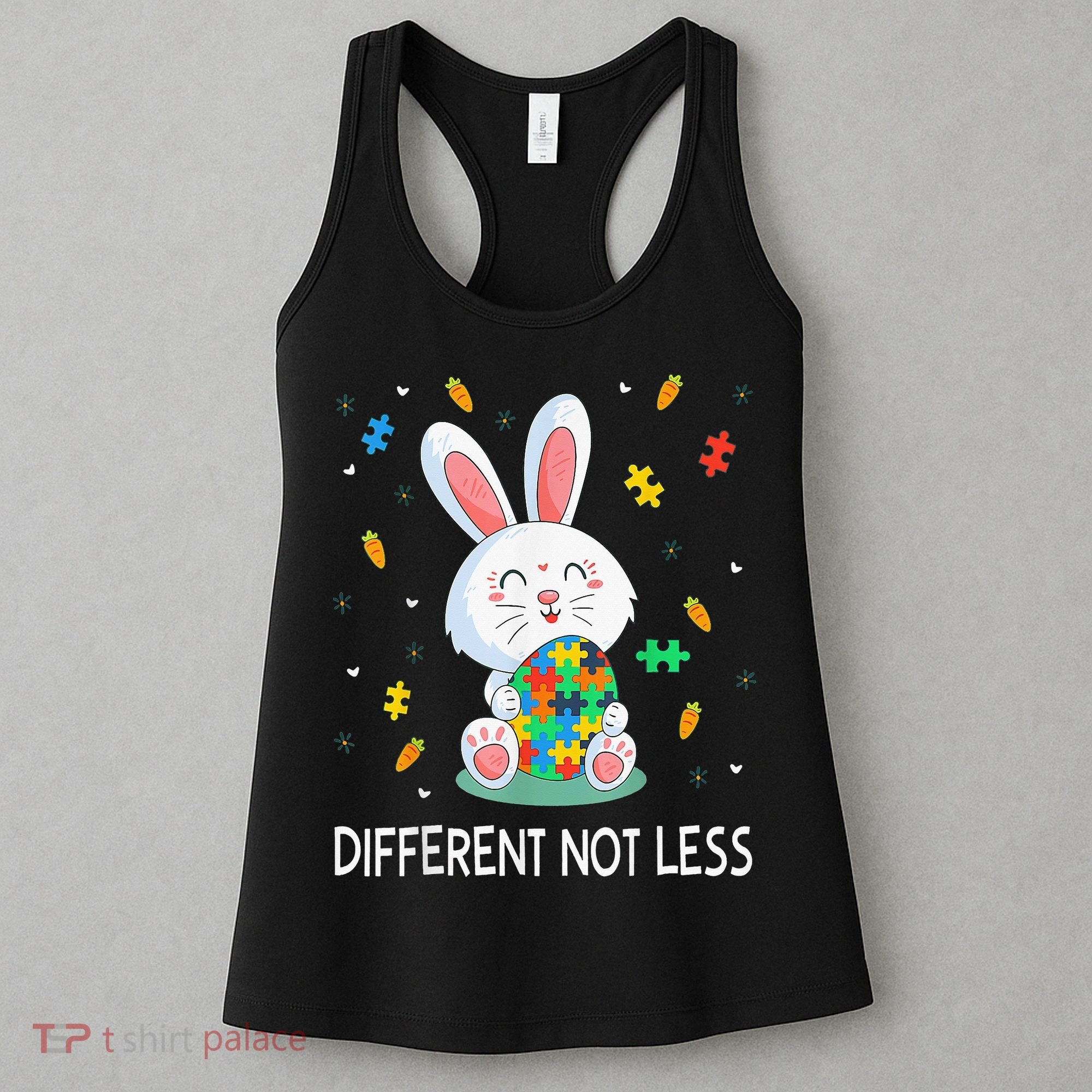 Bunny Easter Eggs Piece Autistic Different Not Less Women's Tank Top