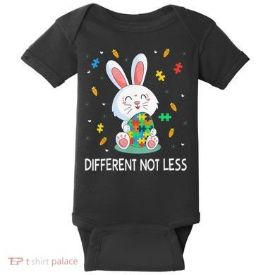 Bunny Easter Eggs Piece Autistic Different Not Less Baby Bodysuit