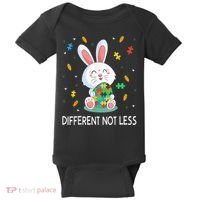 Bunny Easter Eggs Piece Autistic Different Not Less Baby Bodysuit thumb 0