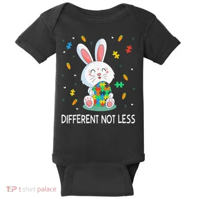 Bunny Easter Eggs Piece Autistic Different Not Less Baby Bodysuit