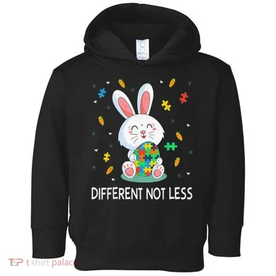 Bunny Easter Eggs Piece Autistic Different Not Less Toddler Hoodie