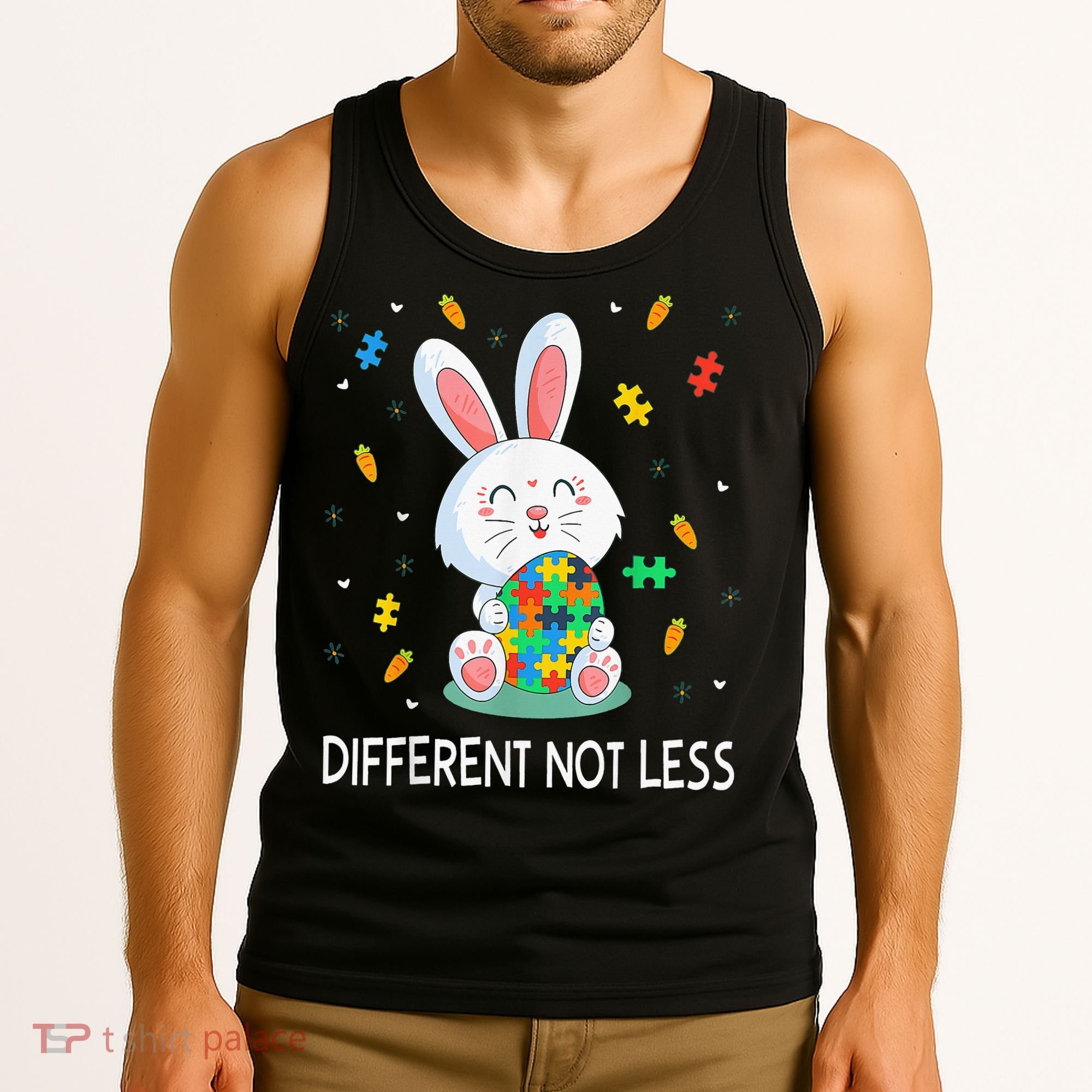 Bunny Easter Eggs Piece Autistic Different Not Less Tank Top