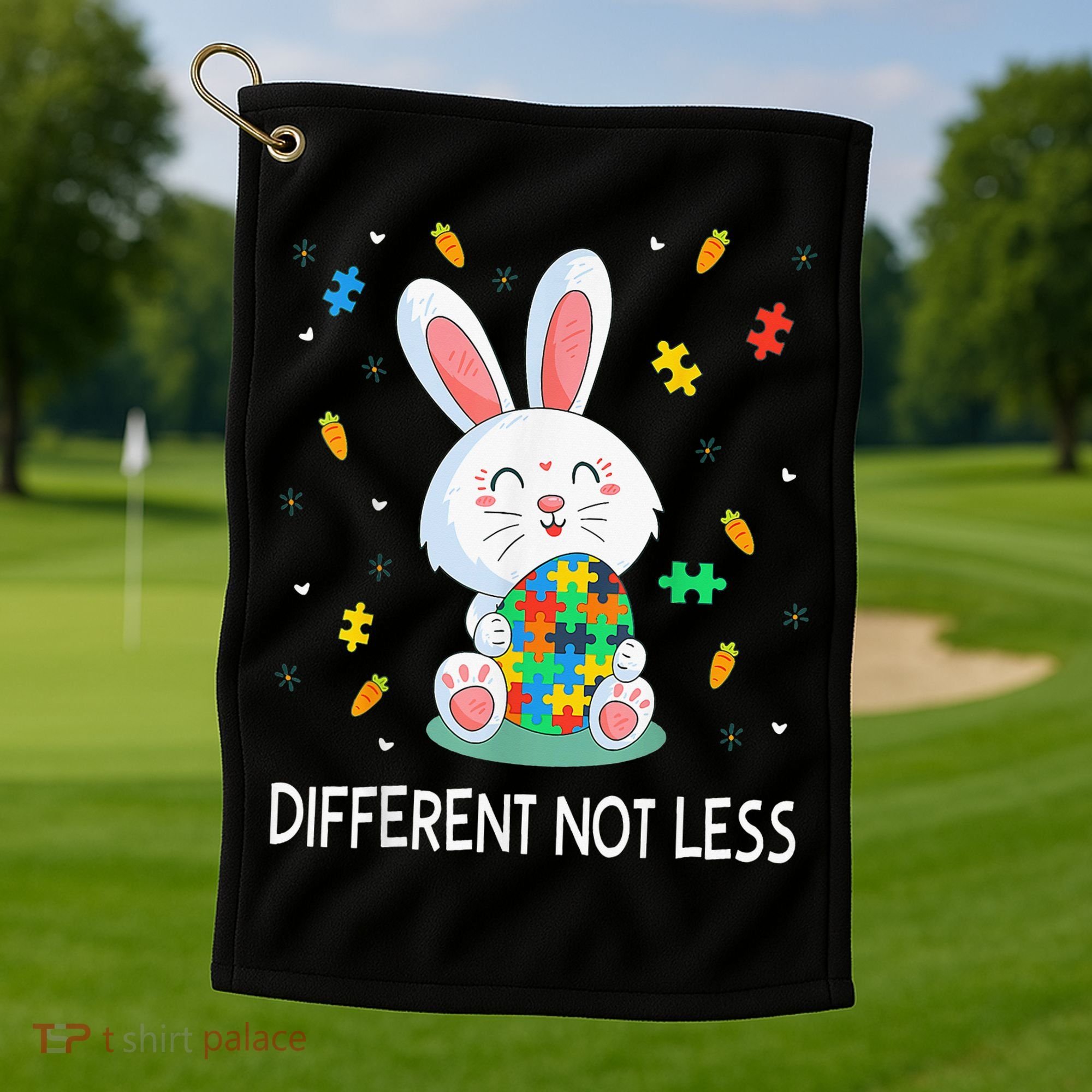 Bunny Easter Eggs Piece Autistic Different Not Less Golf Towel
