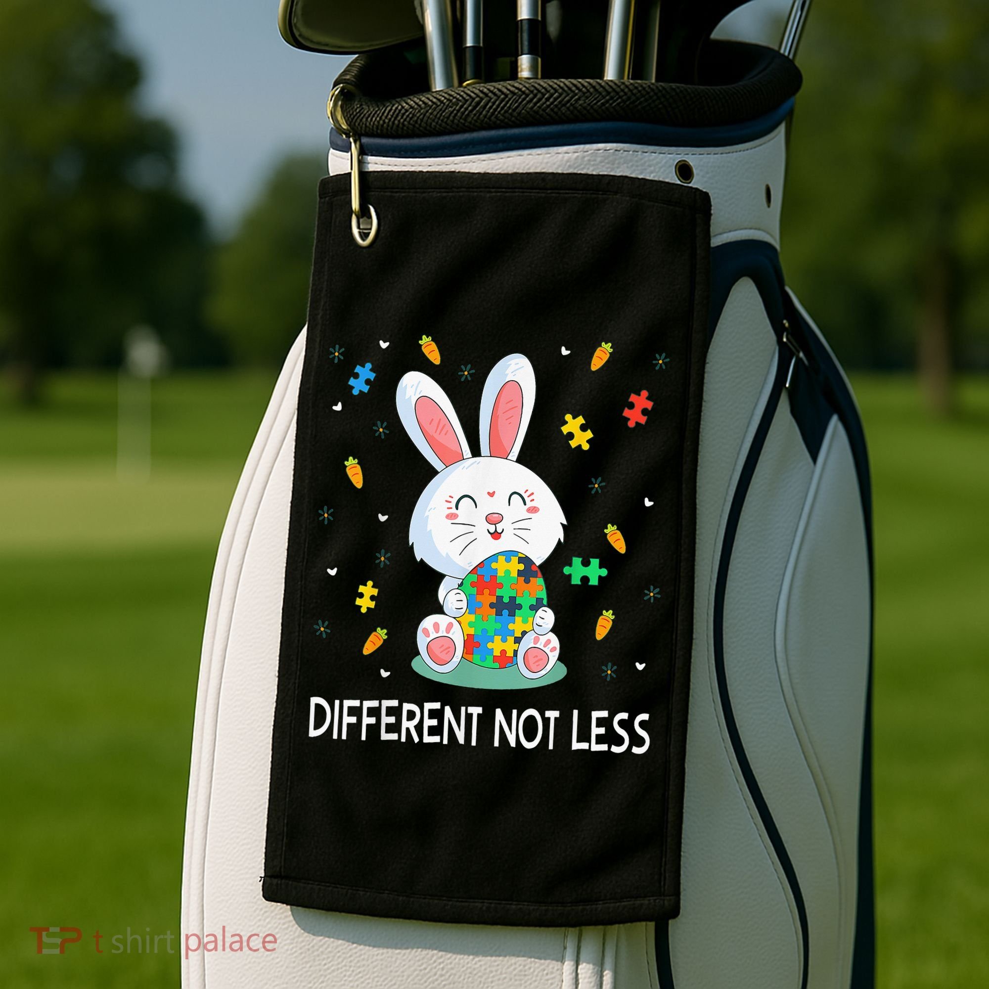 Bunny Easter Eggs Piece Autistic Different Not Less Golf Towel