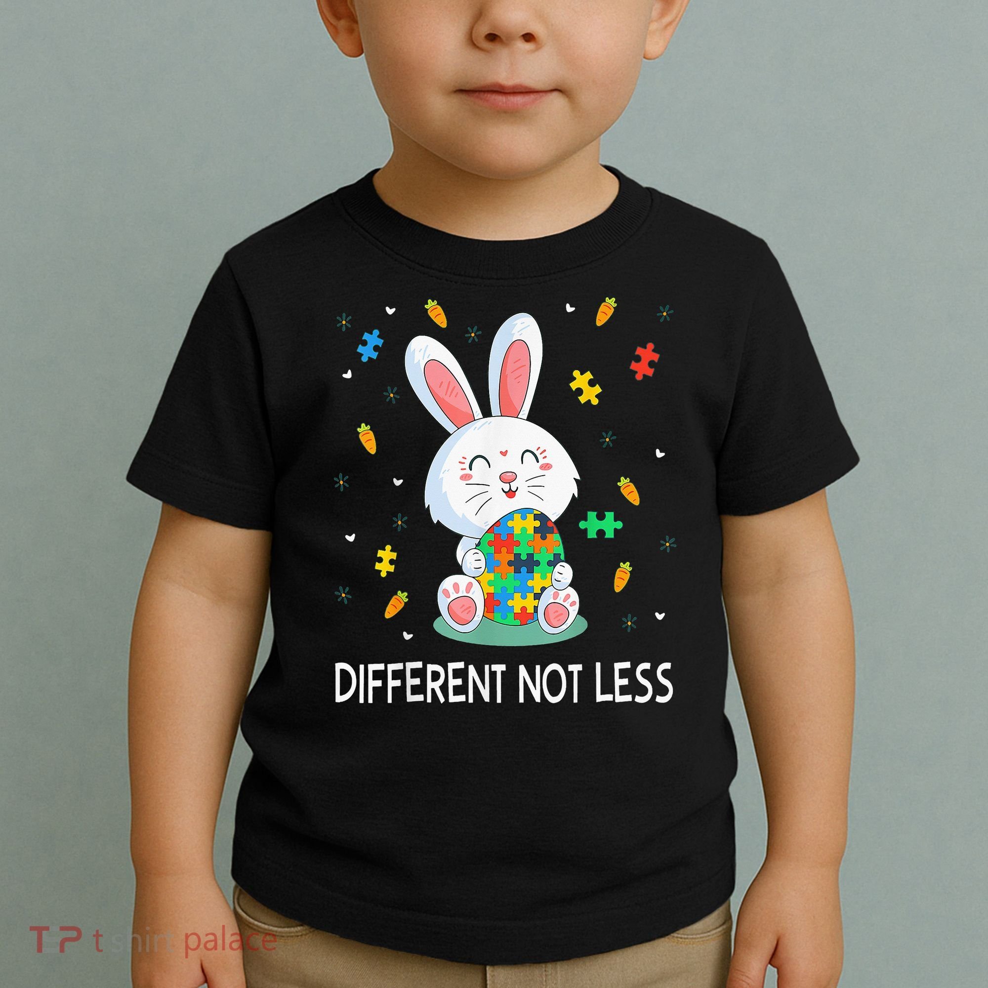 Bunny Easter Eggs Piece Autistic Different Not Less Toddler T-Shirt