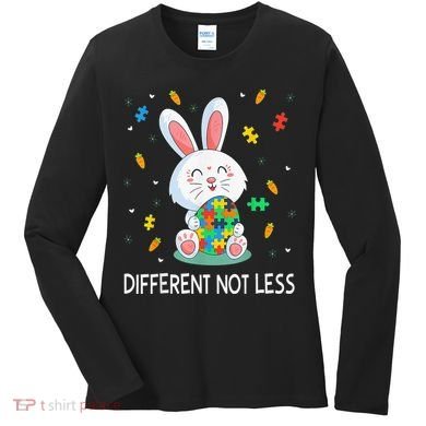 Bunny Easter Eggs Piece Autistic Different Not Less Women's Long Sleeve Shirt
