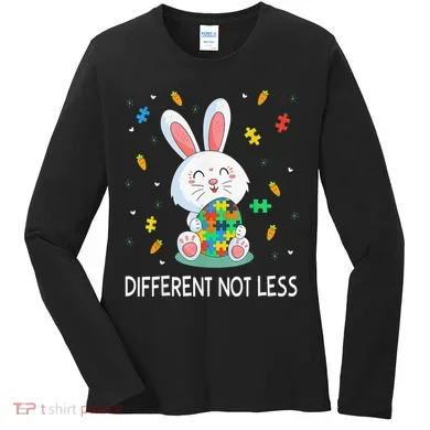 Bunny Easter Eggs Piece Autistic Different Not Less Women's Long Sleeve Shirt