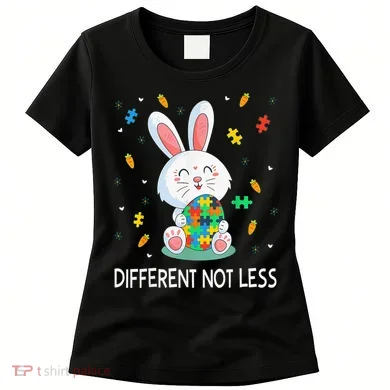 Bunny Easter Eggs Piece Autistic Different Not Less Women's T-Shirt