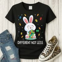 Bunny Easter Eggs Piece Autistic Different Not Less Women's T-Shirt thumb 3
