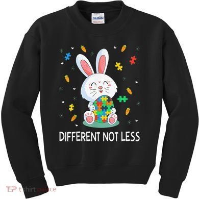 Bunny Easter Eggs Piece Autistic Different Not Less Kids Sweatshirt
