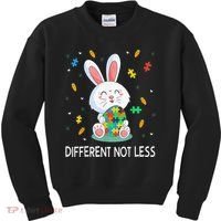 Bunny Easter Eggs Piece Autistic Different Not Less Kids Sweatshirt thumb 0