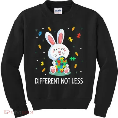 Bunny Easter Eggs Piece Autistic Different Not Less Kids Sweatshirt