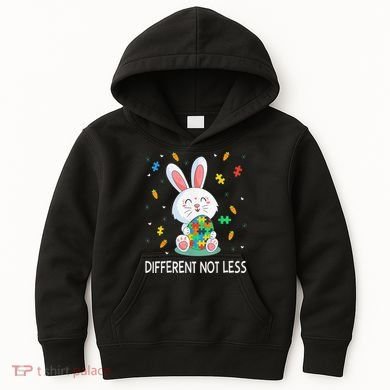 Bunny Easter Eggs Piece Autistic Different Not Less Kids Hoodie
