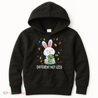 Bunny Easter Eggs Piece Autistic Different Not Less Kids Hoodie thumb 0